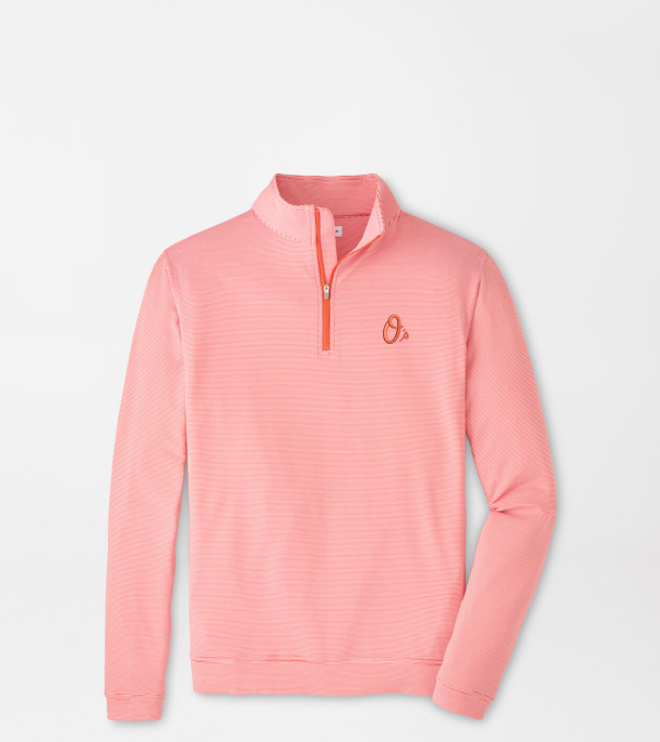 Cooperstown Baltimore Orioles Perth Sugar Stripe Performance Quarter-Zip in Orange6/White