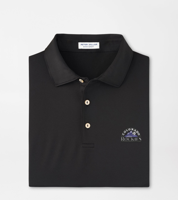 Cooperstown Colorado Rockies Solid Performance Jersey Polo in Black