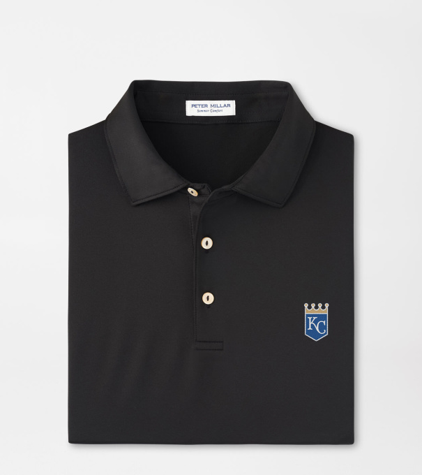 Cooperstown Kansas City Royals Solid Performance Jersey Polo in Black