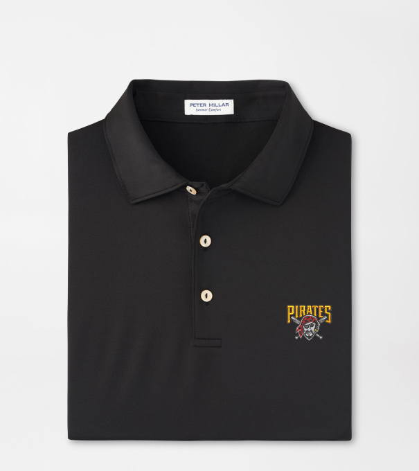 Cooperstown Pittsburgh Pirates Solid Performance Jersey Polo in Black