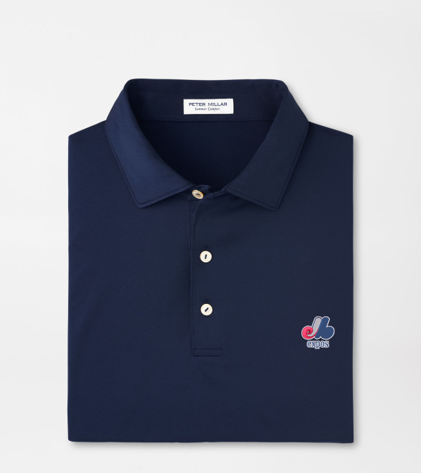 Cooperstown Montreal Expos Solid Performance Jersey Polo in Navy