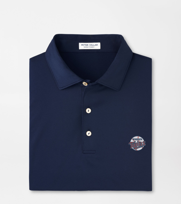 Cooperstown Minnesota Twins Solid Performance Jersey Polo in Navy