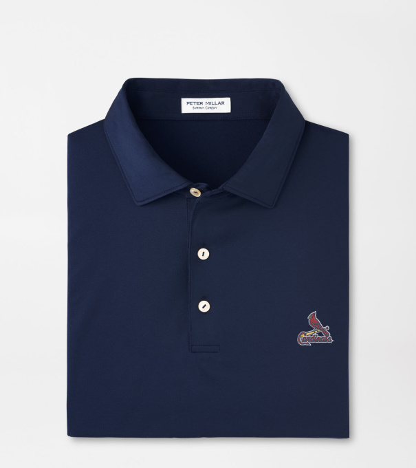 Cooperstown St. Louis Cardinals Solid Performance Jersey Polo in Navy