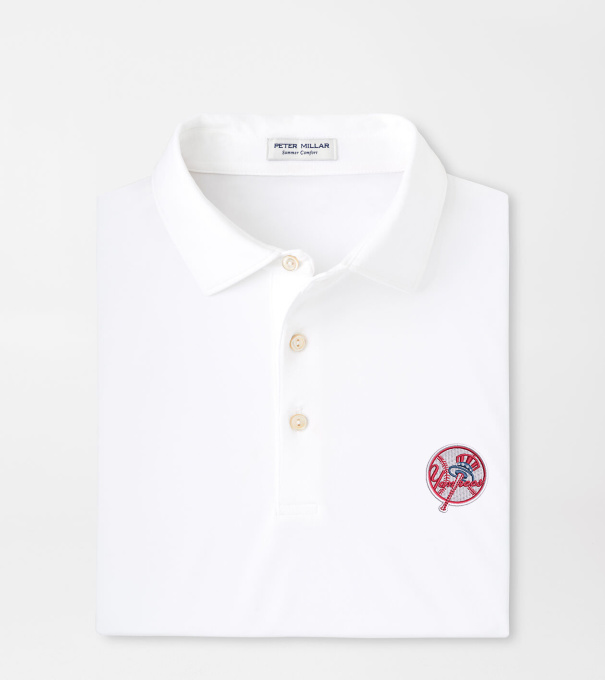 Cooperstown New York Yankees Solid Performance Jersey Polo in White
