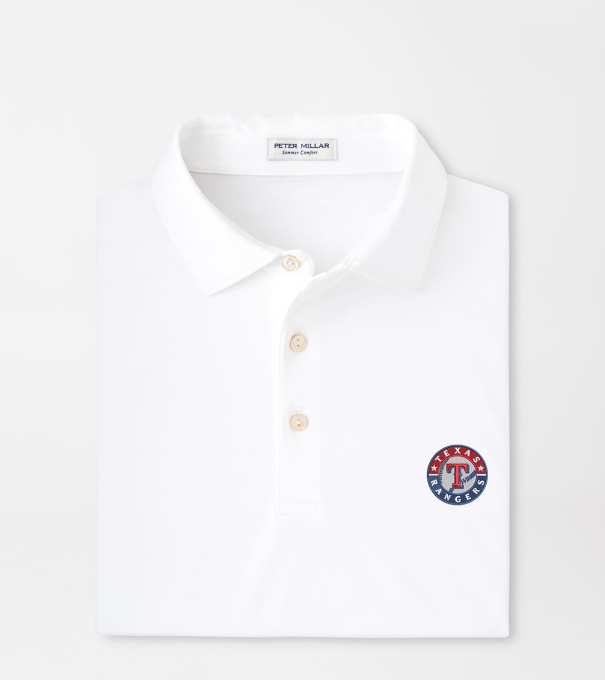 Cooperstown Texas Rangers Solid Performance Jersey Polo in White