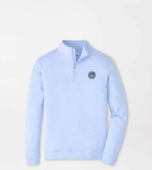 Cooperstown Toronto Blue Jays Perth Sugar Stripe Performance Quarter-Zip in Cottage Blue/White