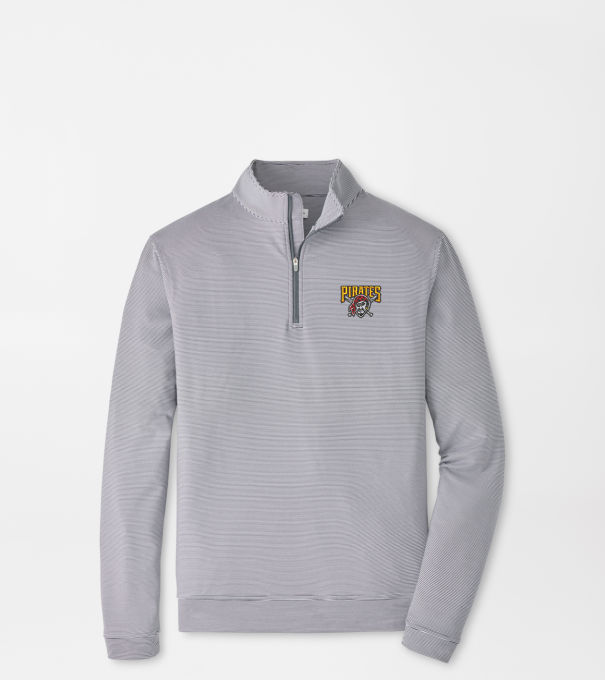 Cooperstown Pittsburgh Pirates Perth Sugar Stripe Performance Quarter-Zip in Iron/White