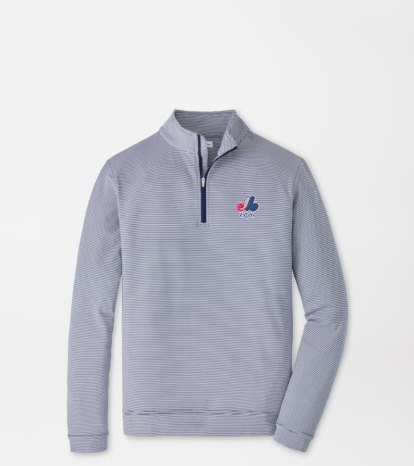 Cooperstown Montreal Expos Perth Sugar Stripe Performance Quarter-Zip in Navy/White
