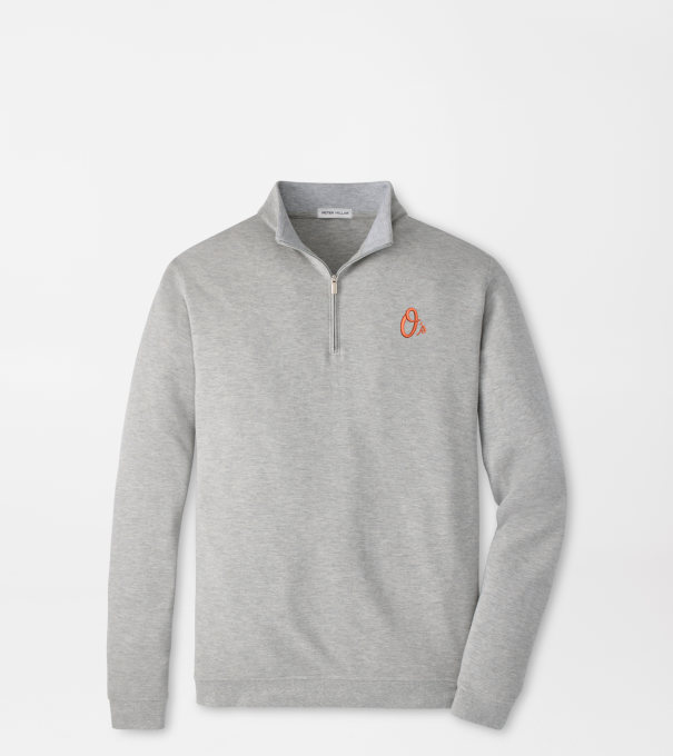 Cooperstown Baltimore Orioles Crown Comfort Quarter-Zip Pullover in Light Grey