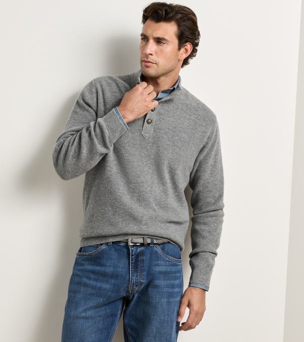 Blackburn Button-Mock Sweater in OSLO GREY