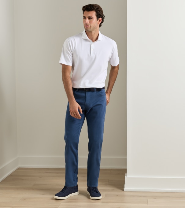 Signature Sateen Five-Pocket Trouser in Navy