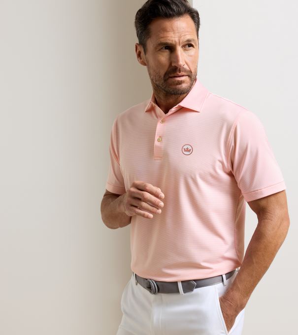 Crown Seal Jubilee Performance Jersey Polo in SUMMER APRICOT