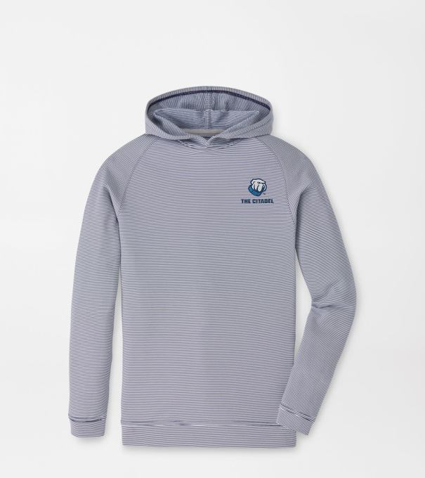 The Citadel Pine Youth Sugar Stripe Performance Hoodie in Navy