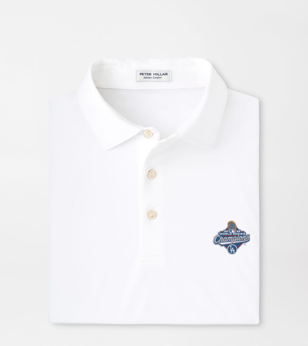 Los Angeles Dodgers World Series Solid Performance Jersey Polo in White