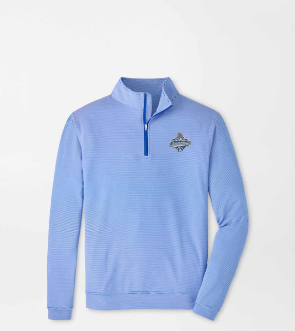 Los Angeles Dodgers World Series Perth Sugar Stripe Performance Quarter-Zip in Blue3/White