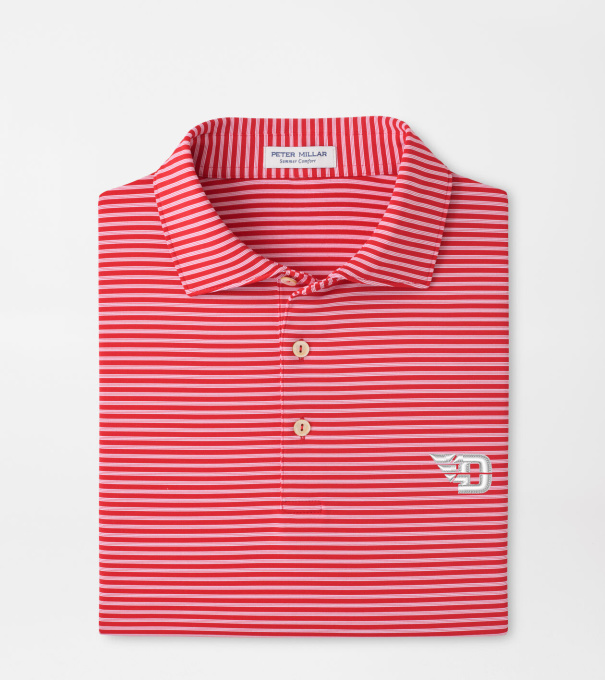 University of Dayton Tiebreaker Performance Jersey Stripe Polo in Red3