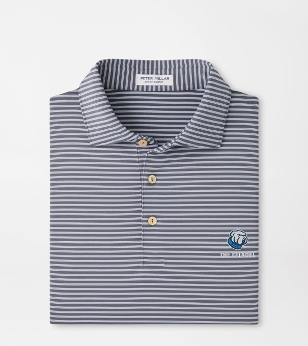 The Citadel Tiebreaker Performance Jersey Stripe Polo in Iron