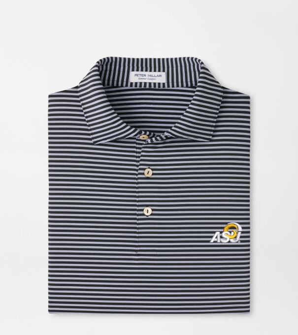 Angelo State University Tiebreaker Performance Jersey Stripe Polo in Black