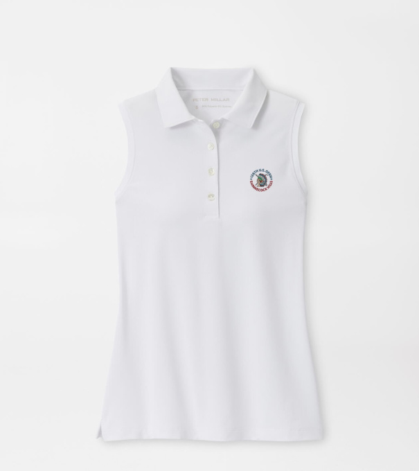 126th U.S. Open Women's Banded Sport Mesh Sleeveless Button Polo in White
