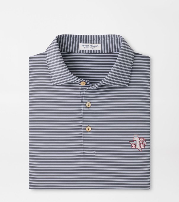 Texas Southern Tiebreaker Performance Jersey Stripe Polo in Iron