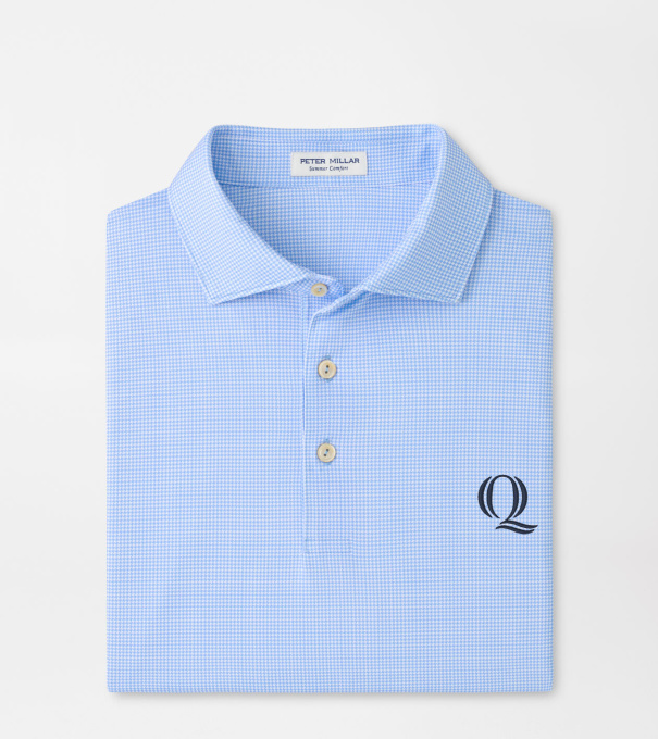 Quinnipiac Border Performance Jersey Polo in Cottage Blue