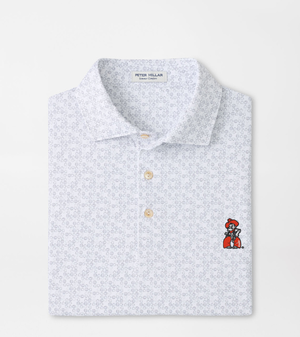 Oklahoma State Pistol Pete Bases Loaded Performance Jersey Polo in White