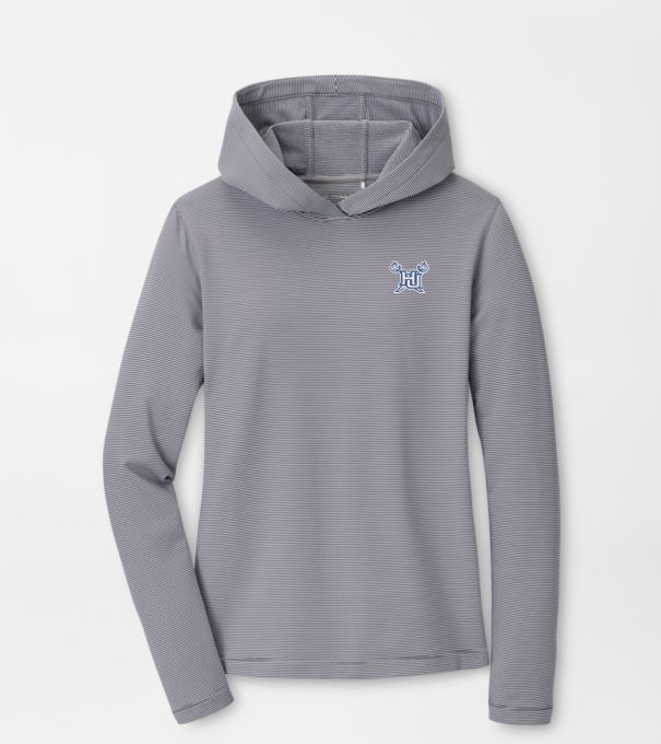 Hampton University Women's Pine Sugar Stripe Performance Hoodie in Iron