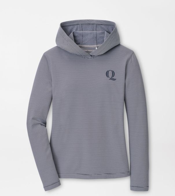 Quinnipiac Women's Pine Sugar Stripe Performance Hoodie in Navy