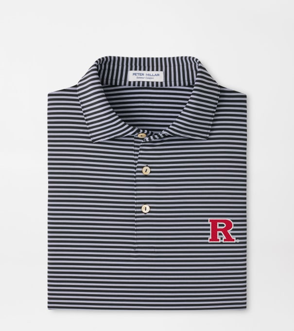 Rutgers Tiebreaker Performance Jersey Stripe Polo in Black