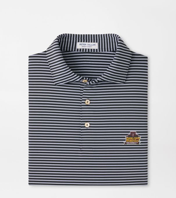 Shaw University Tiebreaker Performance Jersey Stripe Polo in Black