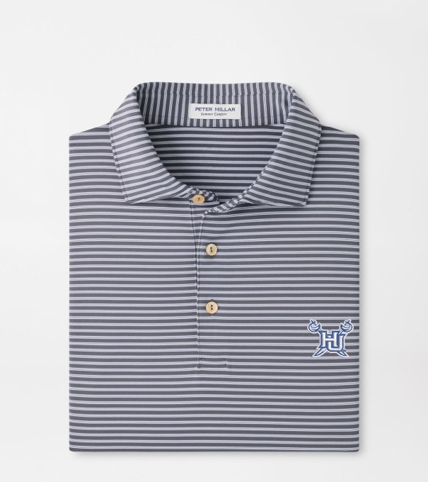Hampton University Tiebreaker Performance Jersey Stripe Polo in Iron