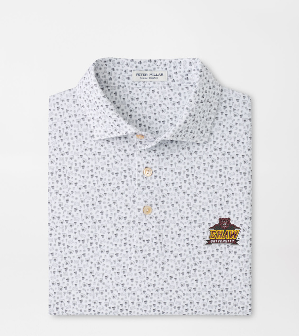 Shaw University Buzzer Beater Performance Jersey Polo in White