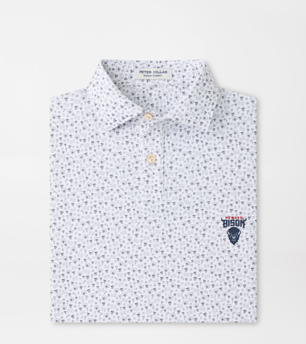 Howard University Buzzer Beater Youth Performance Jersey Polo in White