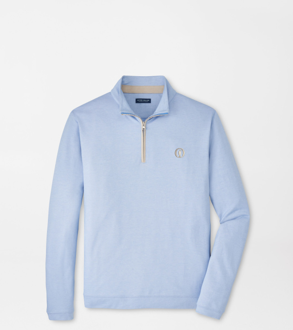 The Open Albatross Cotton-Blend Piqu&eacute; Quarter-Zip in Dusk Blue