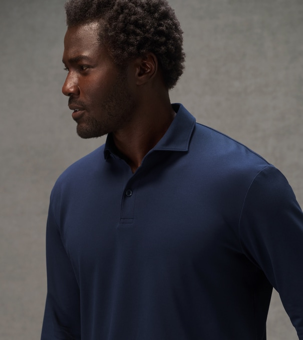 Pursuit Long-Sleeve Piqu&eacute; Polo in PROVIDENCE BAY