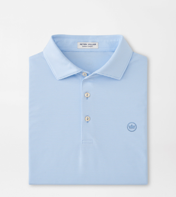 Crown Seal Logo Jubilee Performance Jersey Polo in Cottage Blue