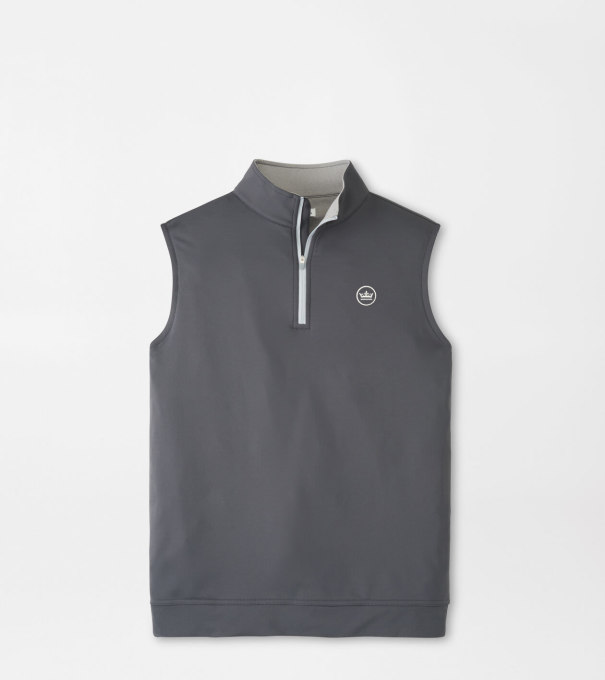 Crown Seal Logo Galway Stretch Loop Terry Quarter-Zip Vest in Iron