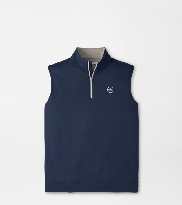 Crown Seal Logo Galway Stretch Loop Terry Quarter-Zip Vest in Navy