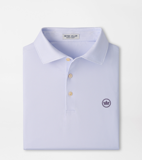 Crown Seal Logo Phoenix Performance Jersey Polo in WHITE / GARDEN VIOLET