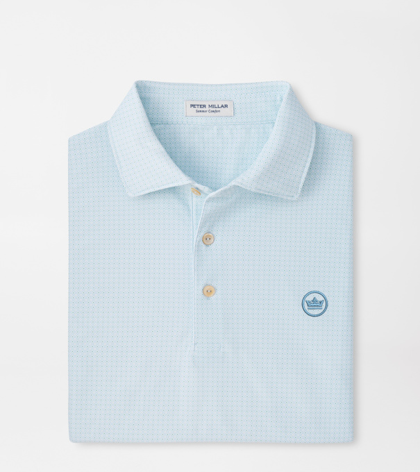 Crown Seal Logo Mosaic Performance Mesh Polo in PALE BLUE