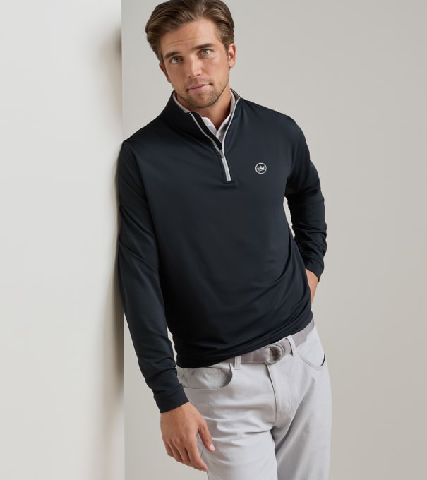 Crown Seal Logo Perth Performance Quarter-Zip in Black