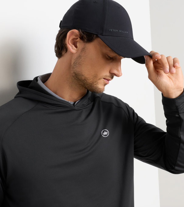 Crown Seal Logo Pine Performance Hoodie in Black