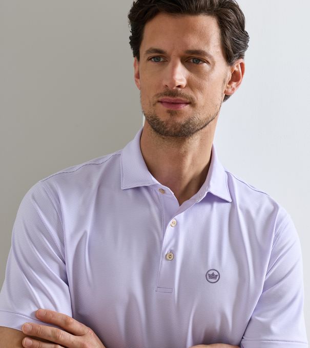 Crown Seal Logo Jubilee Performance Jersey Polo in GARDEN VIOLET
