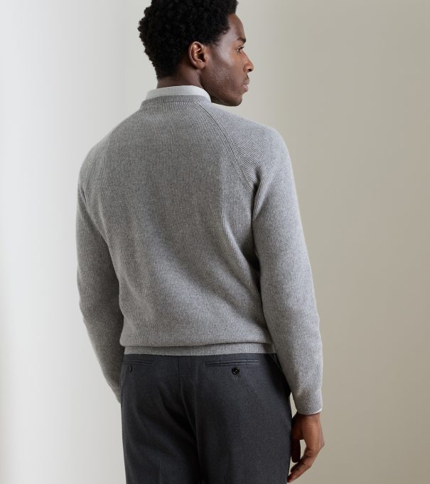 First Fleece Cashmere Crewneck Sweater in Gale Grey