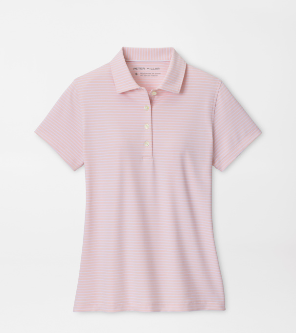 Harbour Stripe Short-Sleeve Jersey Polo in PEARL PINK