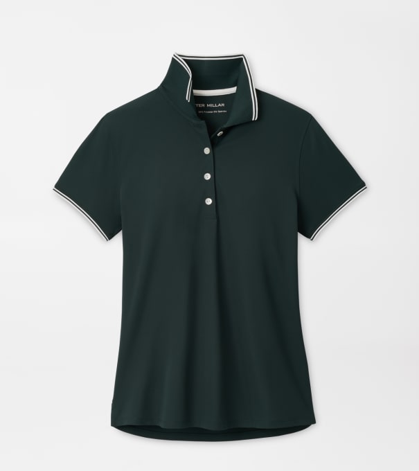 Canterbury Tipped Sport Mesh Short-Sleeve Polo in PINE BROOK / SOFT WHITE