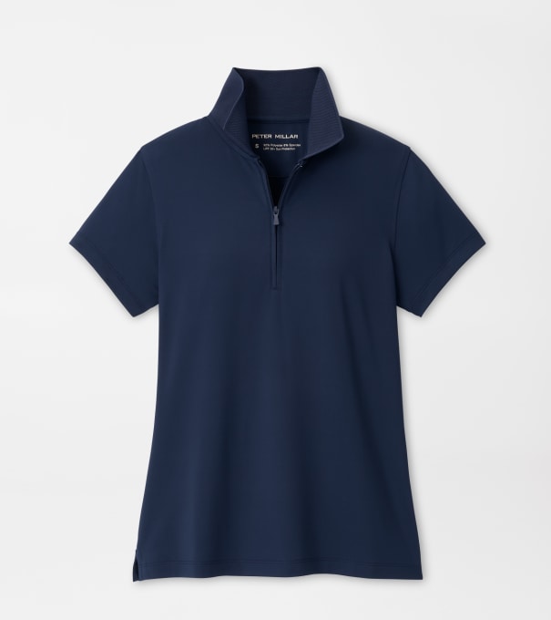 Keswick Zip Neck Short-Sleeve Polo in Navy