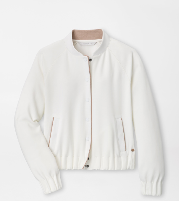 Flora Knit Bomber in SOFT WHITE / CAMEL