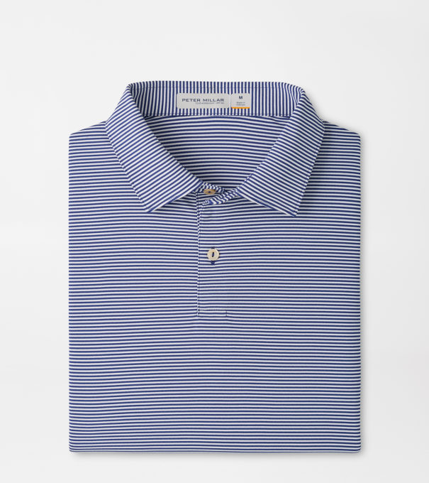 Featherweight Market Stripe Performance Polo in Sport Navy