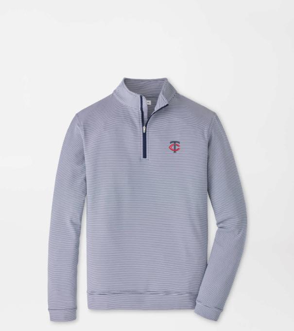 Minnesota Twins Perth Sugar Stripe Performance Quarter-Zip in Navy/White